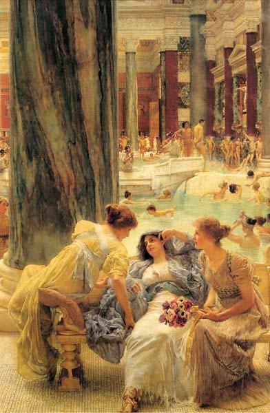 Sir Lawrence Alma-Tadema,OM.RA,RWS The Baths at Caracalla Spain oil painting art